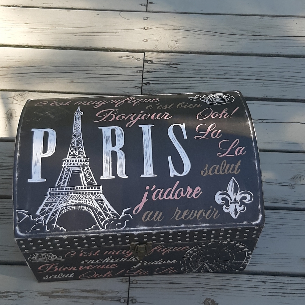 Black pink and white Paris themed container